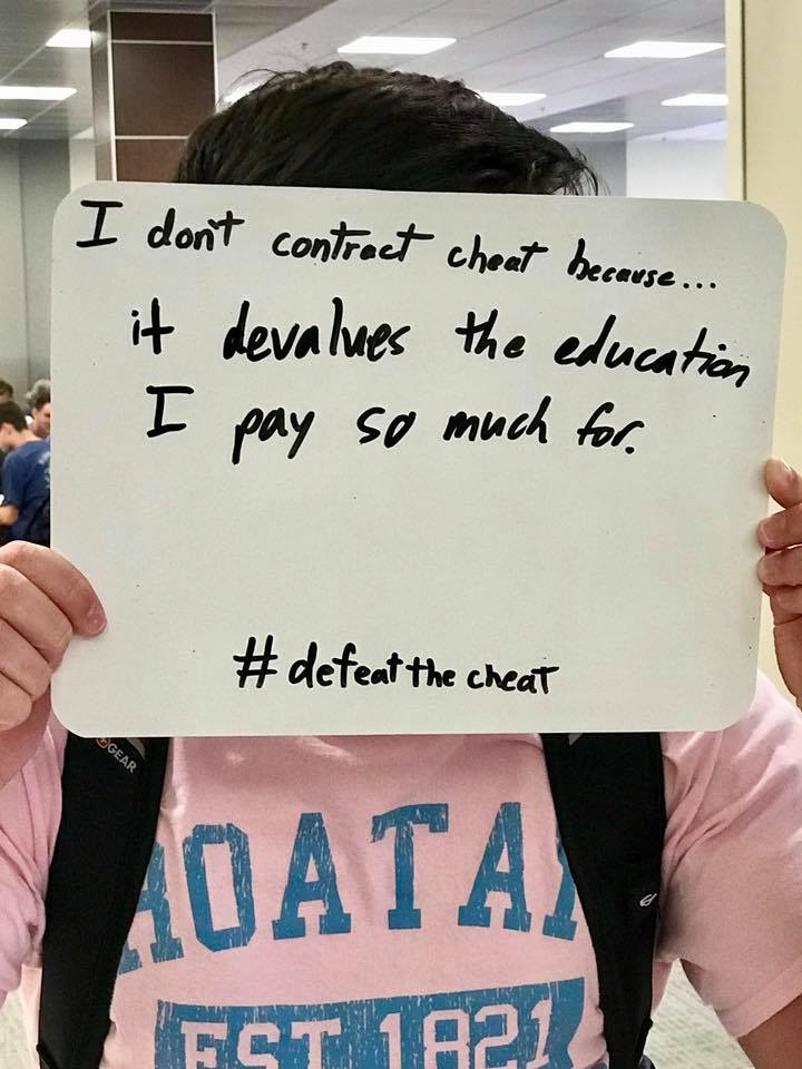 One of the students who took the pledge against contract cheating