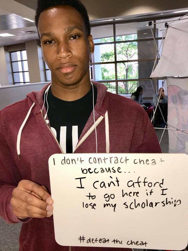 One of the students who took the pledge against contract cheating